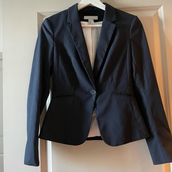 H&M Navy Cropped Blazer